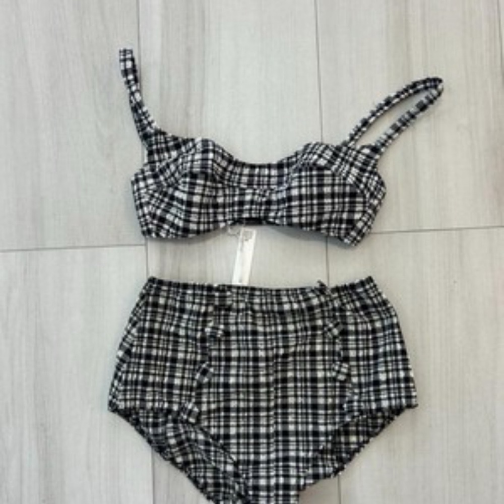 Lisa Marie Fernandez Black and White Plaid Bikini